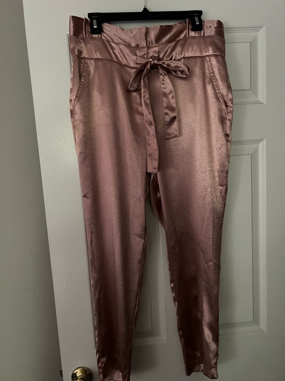 New York & Company Rose Satin Paperbag Waist Trousers